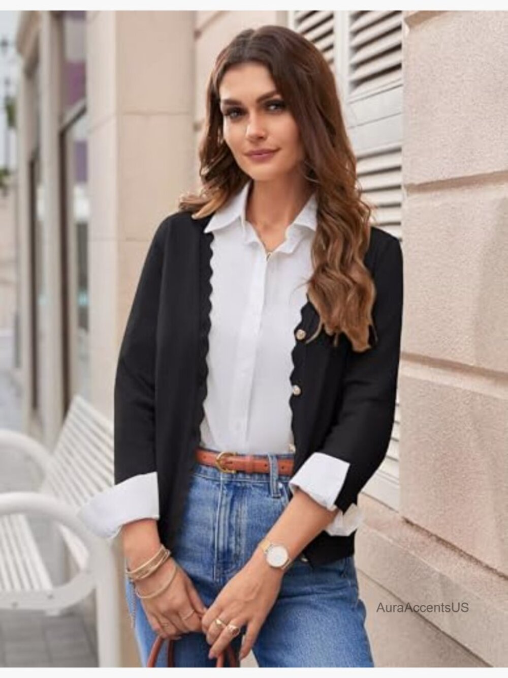 3/4 Sleeve V-Neck Button Down Lightweight Cardigan Sweater - Picture 3 of 7